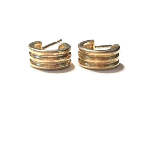 10k gold plate over 925 silver hoop earrings - Picture 2 of 8